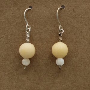 Aragonite Double Bead Dangle Earring