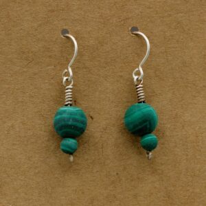 Malachite Double Bead Dangle Earring