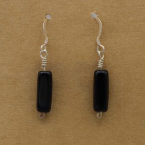 Black Glass Pillar Dangle Earring