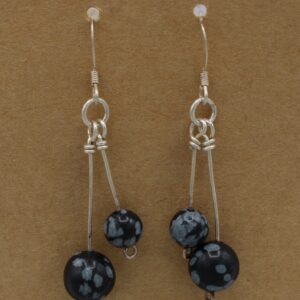 Snowflake Obsidian Double-Drop Earring